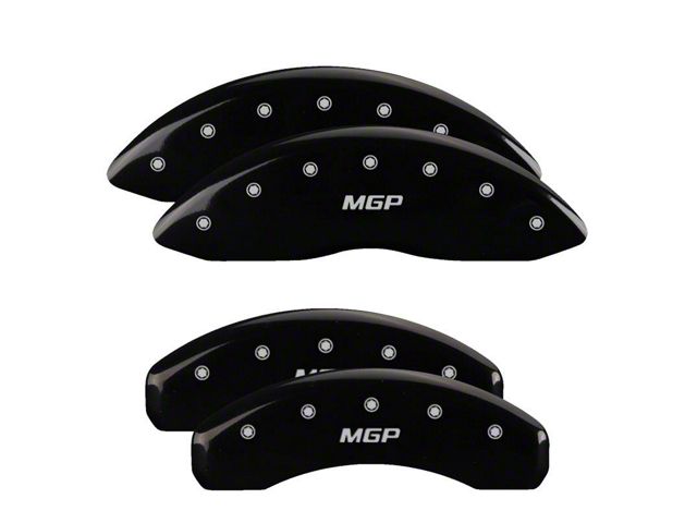 MGP Brake Caliper Covers with MGP Logo; Black; Front and Rear (99-06 Silverado 1500 w/ Single Piston Rear Calipers)