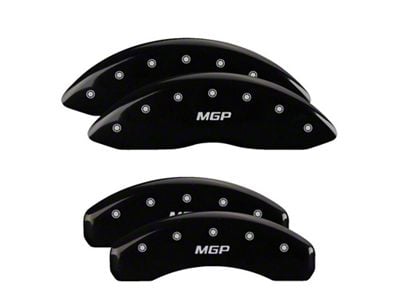 MGP Black Caliper Covers with MGP Logo; Front and Rear (99-06 Silverado 1500 w/ Single Piston Rear Calipers)