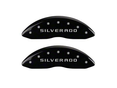 MGP Brake Caliper Covers with Silverado Logo; Black; Front Only (05-07 Silverado 1500)