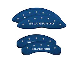 MGP Brake Caliper Covers with Silverado Logo; Blue; Front and Rear (19-26 Silverado 1500)