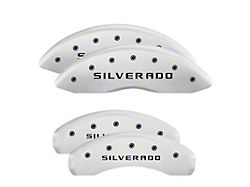 MGP Brake Caliper Covers with Silverado Logo; White; Front and Rear (19-26 Silverado 1500)