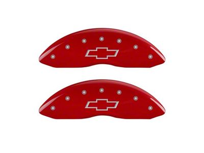 MGP Brake Caliper Covers with Bowtie Logo; Red; Front Only (05-07 Silverado 1500)