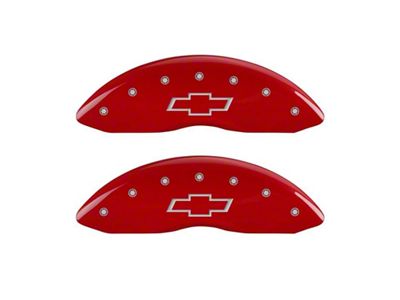 MGP Brake Caliper Covers with Bowtie Logo; Red; Front Only (05-07 Silverado 1500)