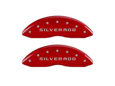 MGP Brake Caliper Covers with Silverado Logo; Red; Front Only (05-07 Silverado 1500)