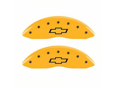 MGP Brake Caliper Covers with Bowtie Logo; Yellow; Front and Rear (19-24 Silverado 1500)