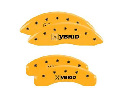 MGP Yellow Caliper Covers with Hybrid Logo; Front and Rear (00-06 Silverado 1500 w/ Dual Piston Rear Calipers)