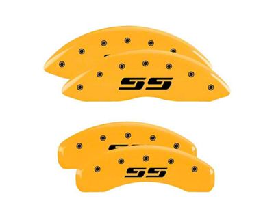 MGP Brake Caliper Covers with Silverado Style SS Logo; Yellow; Front and Rear (00-06 Silverado 1500 w/ Dual Piston Rear Calipers)