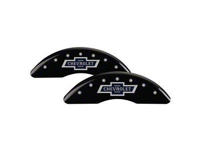 MGP Brake Caliper Covers with 100 Anniversary Chevrolet Logo; Black; Front and Rear (11-19 Silverado 2500 HD)