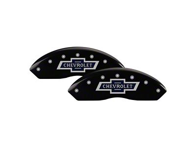 MGP Brake Caliper Covers with 100 Anniversary Chevrolet Logo; Black; Front and Rear (20-25 Silverado 2500 HD)