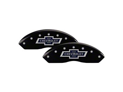 MGP Brake Caliper Covers with 100 Anniversary Chevrolet Logo; Black; Front and Rear (20-24 Silverado 2500 HD)