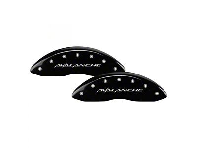 MGP Brake Caliper Covers with Avalanche Logo; Black; Front and Rear (08-10 Silverado 2500 HD)