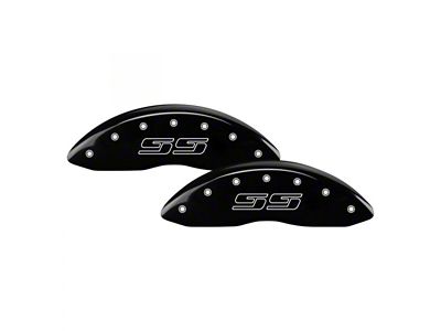 MGP Brake Caliper Covers with Avalanche Style SS Logo; Black; Front and Rear (08-10 Silverado 2500 HD)