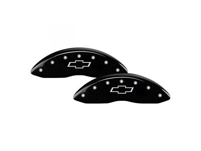 MGP Brake Caliper Covers with Bowtie Logo; Black; Front and Rear (08-10 Silverado 2500 HD)