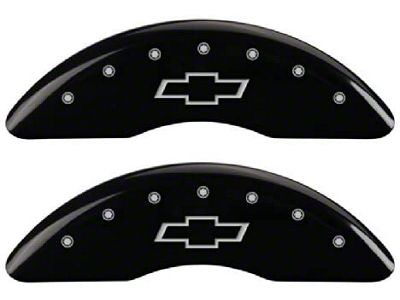 MGP Brake Caliper Covers with Bowtie Logo; Black; Front and Rear (11-19 Silverado 2500 HD SRW)