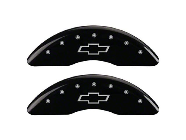 MGP Brake Caliper Covers with Bowtie Logo; Black; Front and Rear (11-19 Silverado 2500 HD SRW)