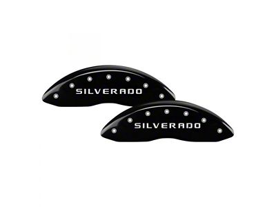MGP Brake Caliper Covers with Silverado Logo; Black; Front and Rear (08-10 Silverado 2500 HD)