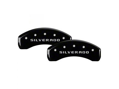 MGP Brake Caliper Covers with Silverado Logo; Black; Front and Rear (20-25 Silverado 2500 HD)
