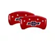 MGP Brake Caliper Covers with 100 Anniversary Chevrolet Logo; Red; Front and Rear (20-24 Silverado 2500 HD)