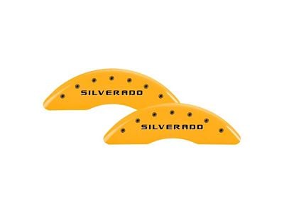 MGP Brake Caliper Covers with Silverado Logo; Yellow; Front and Rear (11-19 Silverado 2500 HD)