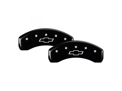 MGP Brake Caliper Covers with Bowtie Logo; Black; Front and Rear (20-25 Silverado 3500 HD SRW)
