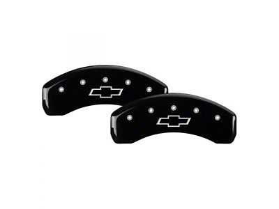 MGP Brake Caliper Covers with Bowtie Logo; Black; Front and Rear (20-24 Silverado 3500 HD SRW)