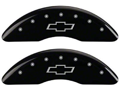 MGP Brake Caliper Covers with Bowtie Logo; Black; Front and Rear (11-19 Silverado 3500 HD SRW)