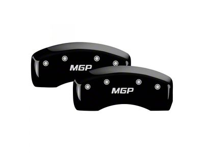 MGP Brake Caliper Covers with MGP Logo; Black; Front and Rear (20-24 Silverado 3500 HD SRW)