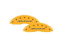 MGP Brake Caliper Covers with Avalanche Logo; Yellow; Front and Rear (04-06 Silverado 3500 HD SRW)