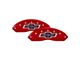 MGP Brake Caliper Covers with 100 Anniversary Chevrolet Logo; Red; Front and Rear (20-24 Silverado 3500 HD SRW)