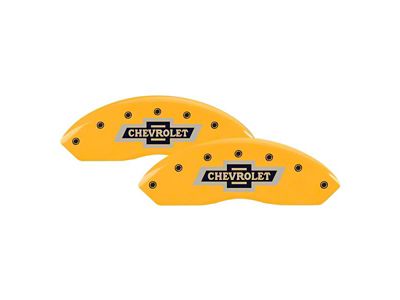 MGP Brake Caliper Covers with 100 Anniversary Chevrolet Logo; Yellow; Front and Rear (20-24 Silverado 3500 HD SRW)