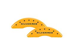 MGP Brake Caliper Covers with Silverado Logo; Yellow; Front and Rear (11-19 Silverado 3500 HD SRW)