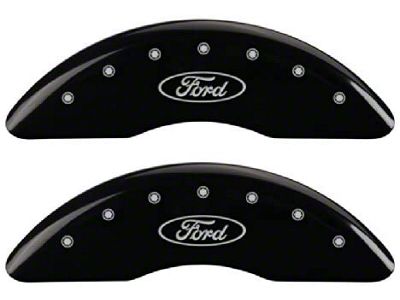MGP Brake Caliper Covers with Ford Oval Logo; Black; Front and Rear (13-24 F-250 Super Duty)