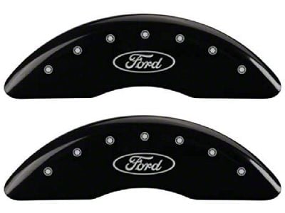 MGP Brake Caliper Covers with Ford Oval Logo; Black; Front and Rear (13-22 F-250 Super Duty)
