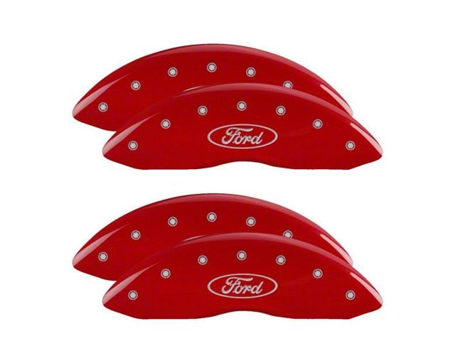 MGP Brake Caliper Covers with Ford Oval Logo; Red; Front and Rear (11-12 F-250 Super Duty)