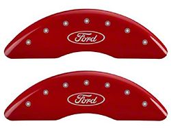 MGP Brake Caliper Covers with Ford Oval Logo; Red; Front and Rear (13-22 F-250 Super Duty)