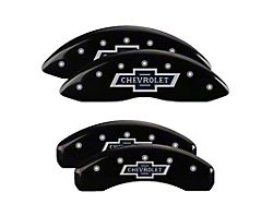 MGP Brake Caliper Covers with 100 Anniversary Chevrolet Logo; Black; Front and Rear (21-26 Tahoe)