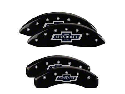 MGP Brake Caliper Covers with 100 Anniversary Chevrolet Logo; Black; Front and Rear (21-24 Tahoe)