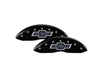 MGP Brake Caliper Covers with 100 Anniversary Chevrolet Logo; Black; Front and Rear (15-20 Tahoe, Excluding Premier w/ Front Brembo Calipers)