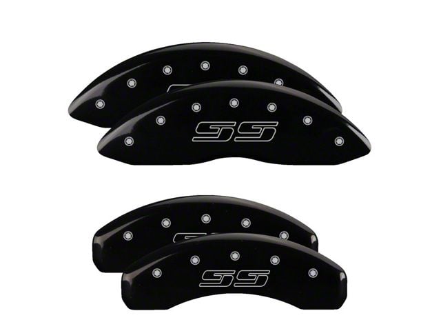 MGP Brake Caliper Covers with Avalanche Style SS Logo; Black; Front and Rear (07-14 Tahoe)