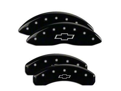 MGP Brake Caliper Covers with Bowtie Logo; Black; Front and Rear (21-24 Tahoe)