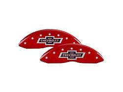 MGP Brake Caliper Covers with 100 Anniversary Chevrolet Logo; Red; Front and Rear (15-20 Tahoe, Excluding Premier w/ Front Brembo Calipers)
