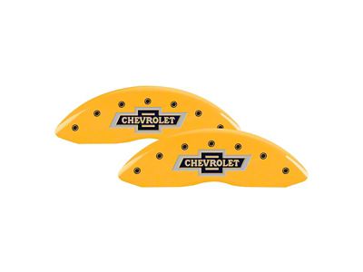 MGP Brake Caliper Covers with 100 Anniversary Chevrolet Logo; Yellow; Front and Rear (15-20 Tahoe, Excluding Premier w/ Front Brembo Calipers)