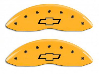 MGP Brake Caliper Covers with Bowtie Logo; Yellow; Front Only (07-13 Silverado 1500)