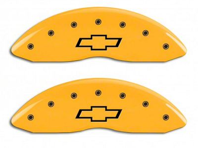 MGP Brake Caliper Covers with Bowtie Logo; Yellow; Front and Rear (14-18 Silverado 1500)