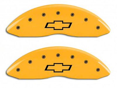 MGP Brake Caliper Covers with Bowtie Logo; Yellow; Front and Rear (14-18 Silverado 1500)