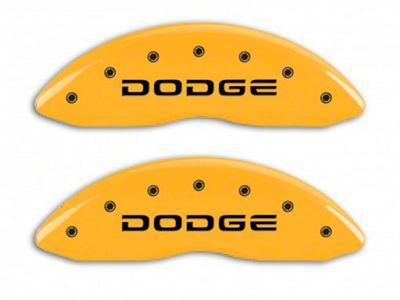 MGP Brake Caliper Covers with Broken Dodge Logo; Yellow; Front and Rear (02-05 RAM 1500, Excluding SRT-10)