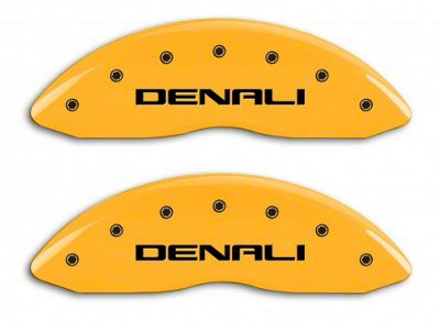 MGP Brake Caliper Covers with DENALI Logo; Yellow; Front and Rear (14-18 Sierra 1500)