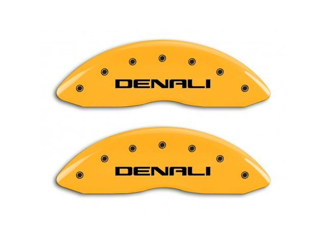 MGP Brake Caliper Covers with DENALI Logo; Yellow; Front and Rear (14-18 Sierra 1500)