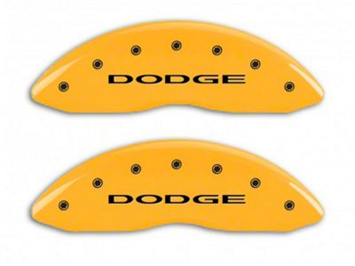MGP Brake Caliper Covers with Dodge Logo; Yellow; Front and Rear (02-05 RAM 1500, Excluding SRT-10)