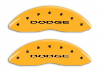 MGP Brake Caliper Covers with Dodge Logo; Yellow; Front and Rear (06-10 RAM 1500, Excluding SRT-10)
